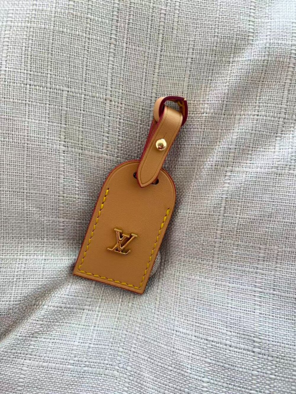 Louis Vuitton Tan Leather Luggage Tag Key & Card Holder